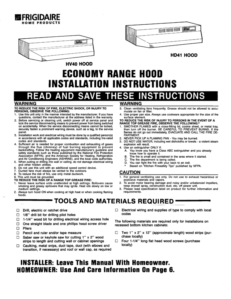 Frigidaire HV40 User manual