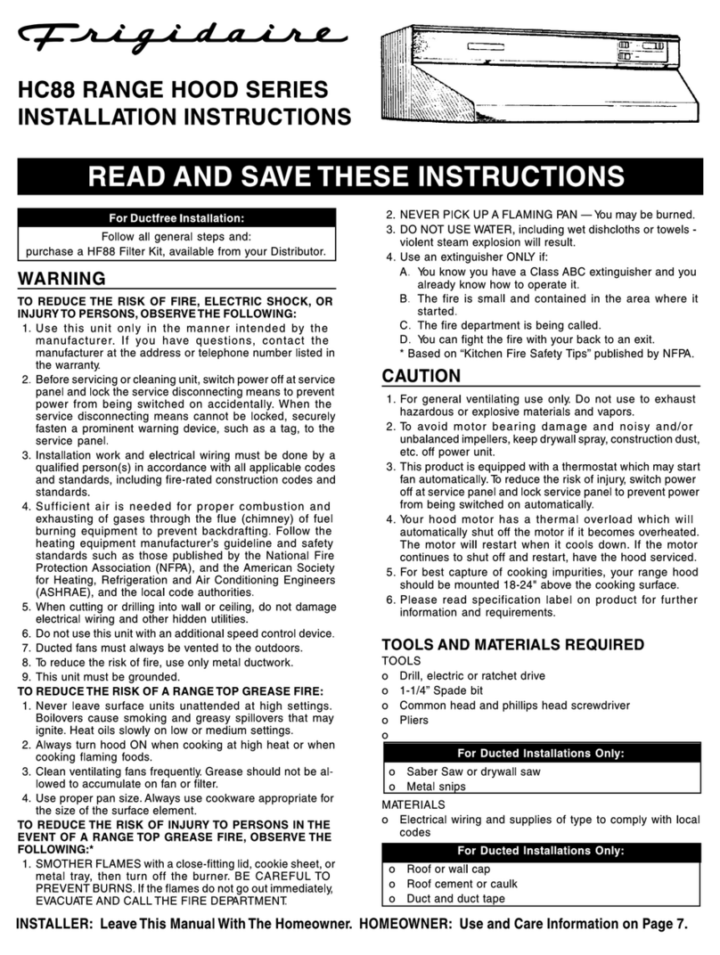 Frigidaire HC88 Series User manual Frigidaire HC88 Series User manual