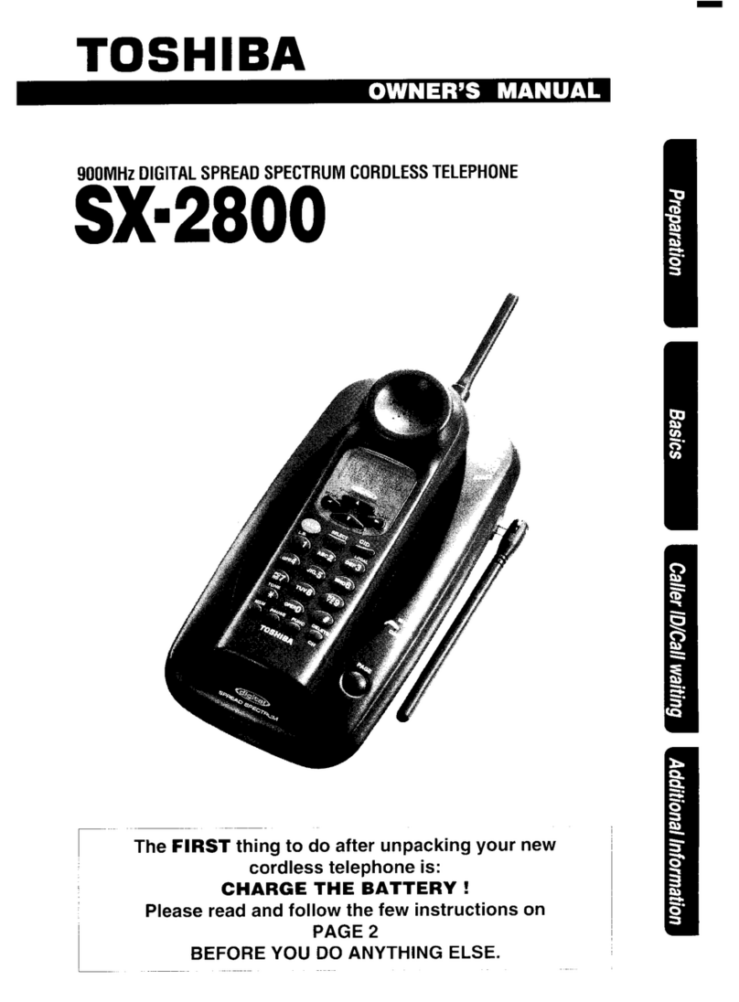 Toshiba SX2800 - SX Cordless Phone owner's manual