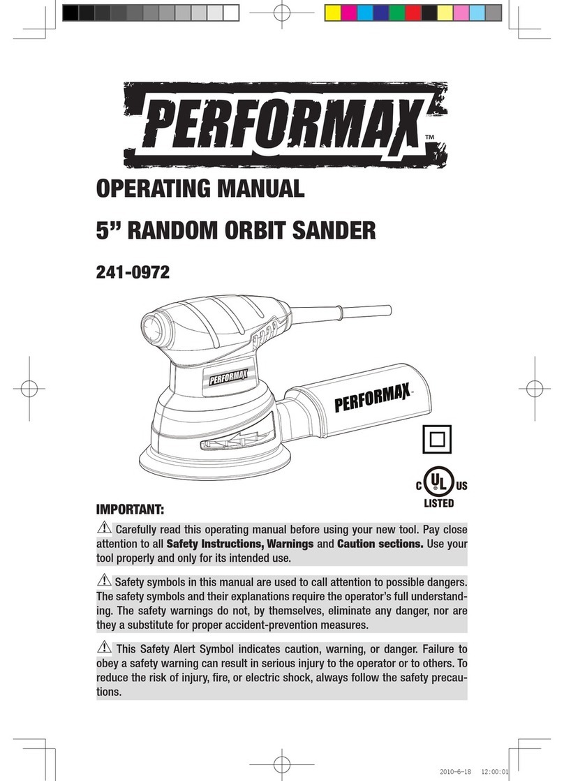 Performax 5" RANDOM ORBIT SANDER operating manual