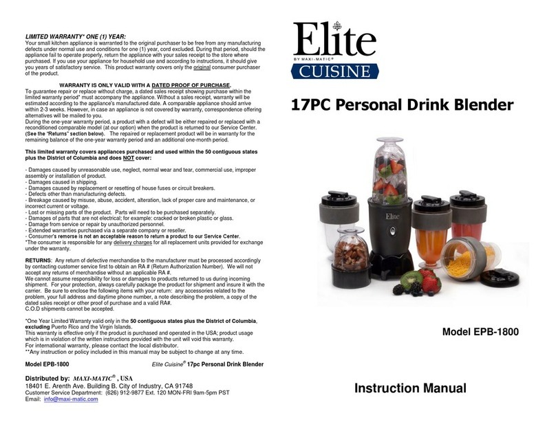 Maxi-matic EPB-1800 instruction manual
