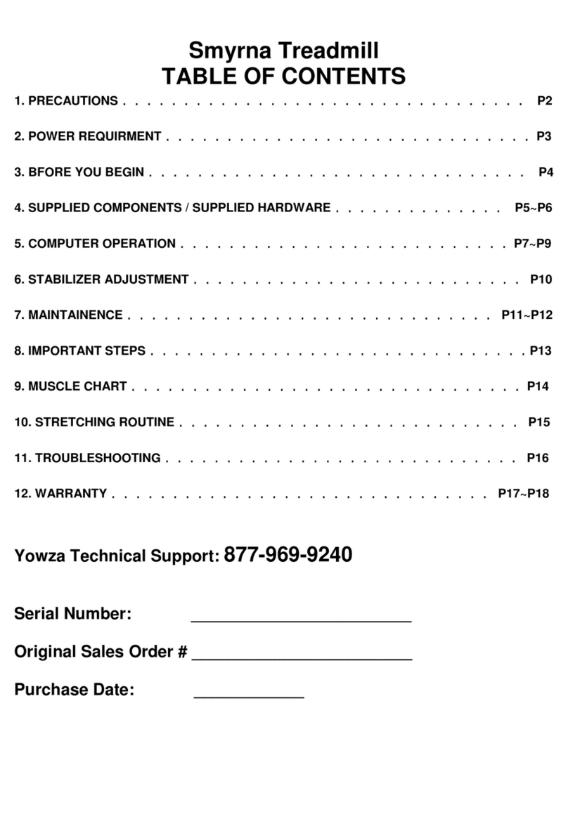 Yowza Treadmill user manual