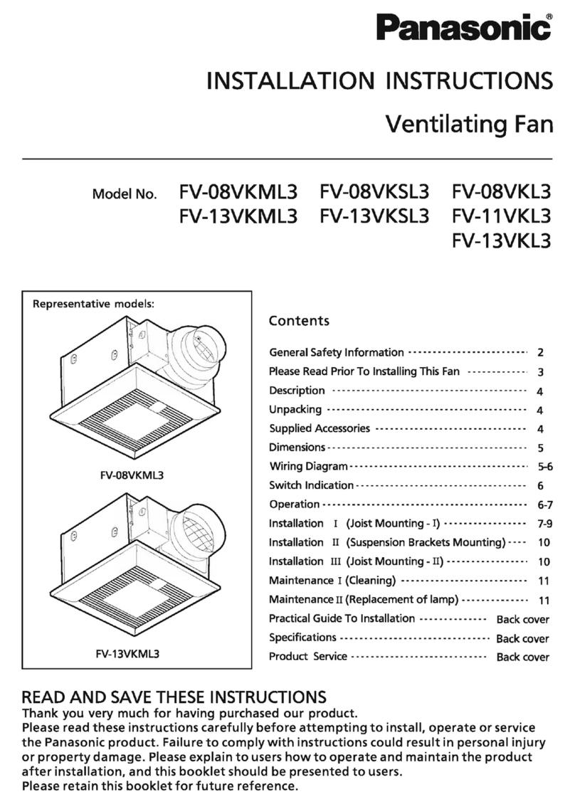 Panasonic WhisperGreen FV-08VKML3 installation instructions