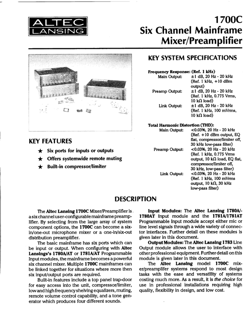Altec Lansing 1700C SIGNAL PROCESSING manual