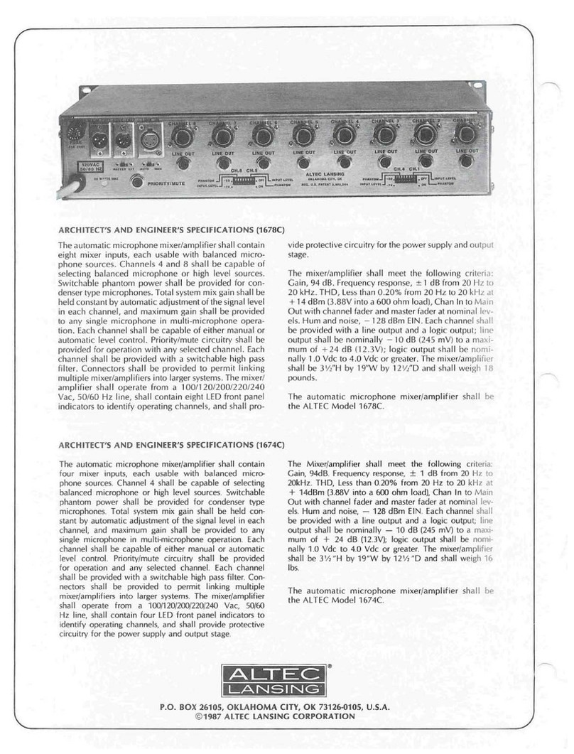 Altec Lansing 1678C SIGNAL PROCESSING User manual