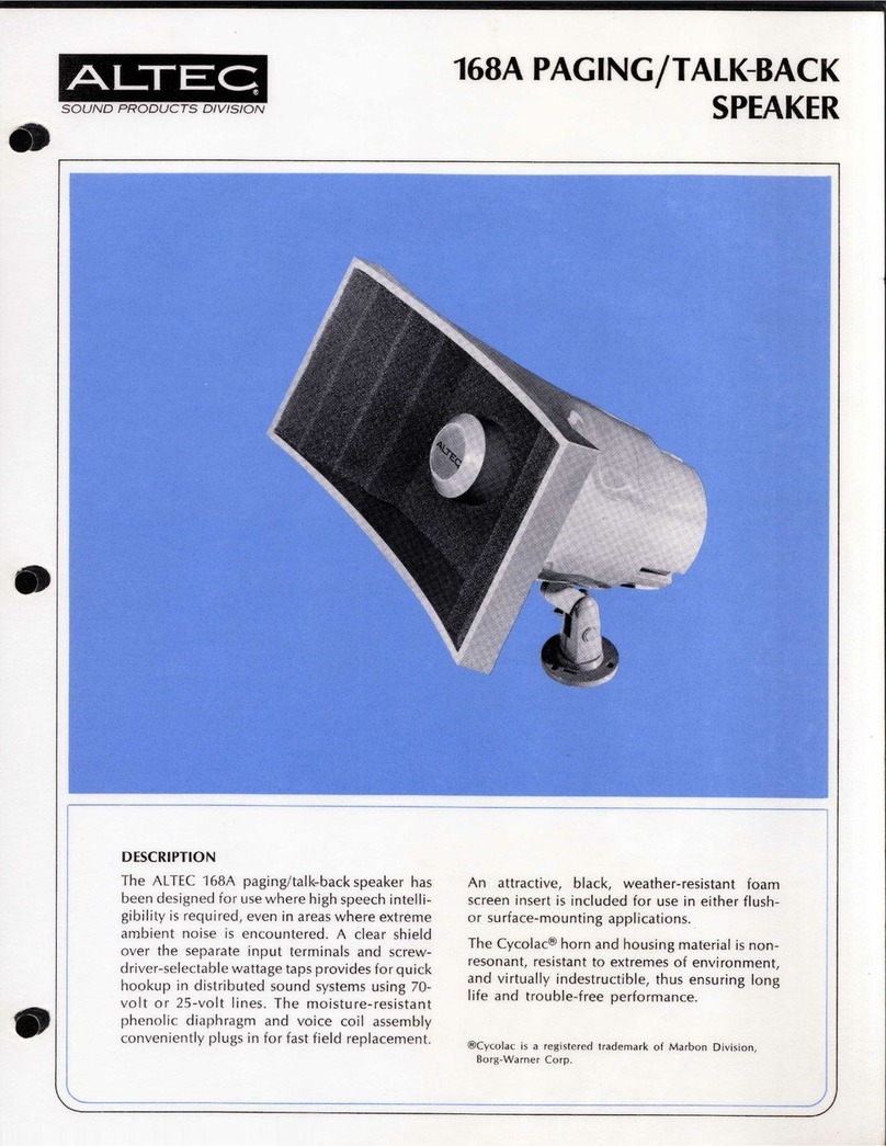 Altec 168A PAGING HORN User manual Altec 168A PAGING HORN User manual