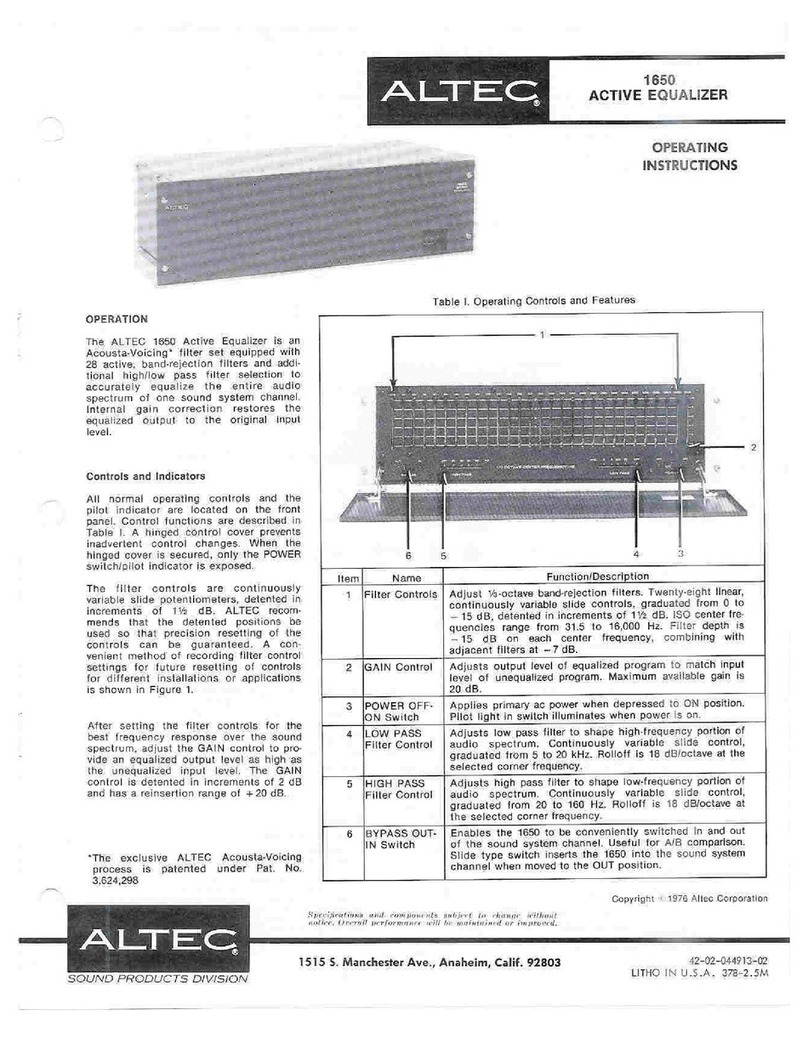 Altec 1650 SIGNAL PROCESSING manual