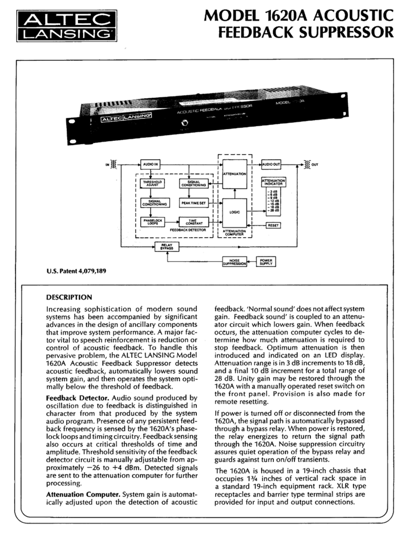Altec Lansing 1620A SIGNAL PROCESSING User manual