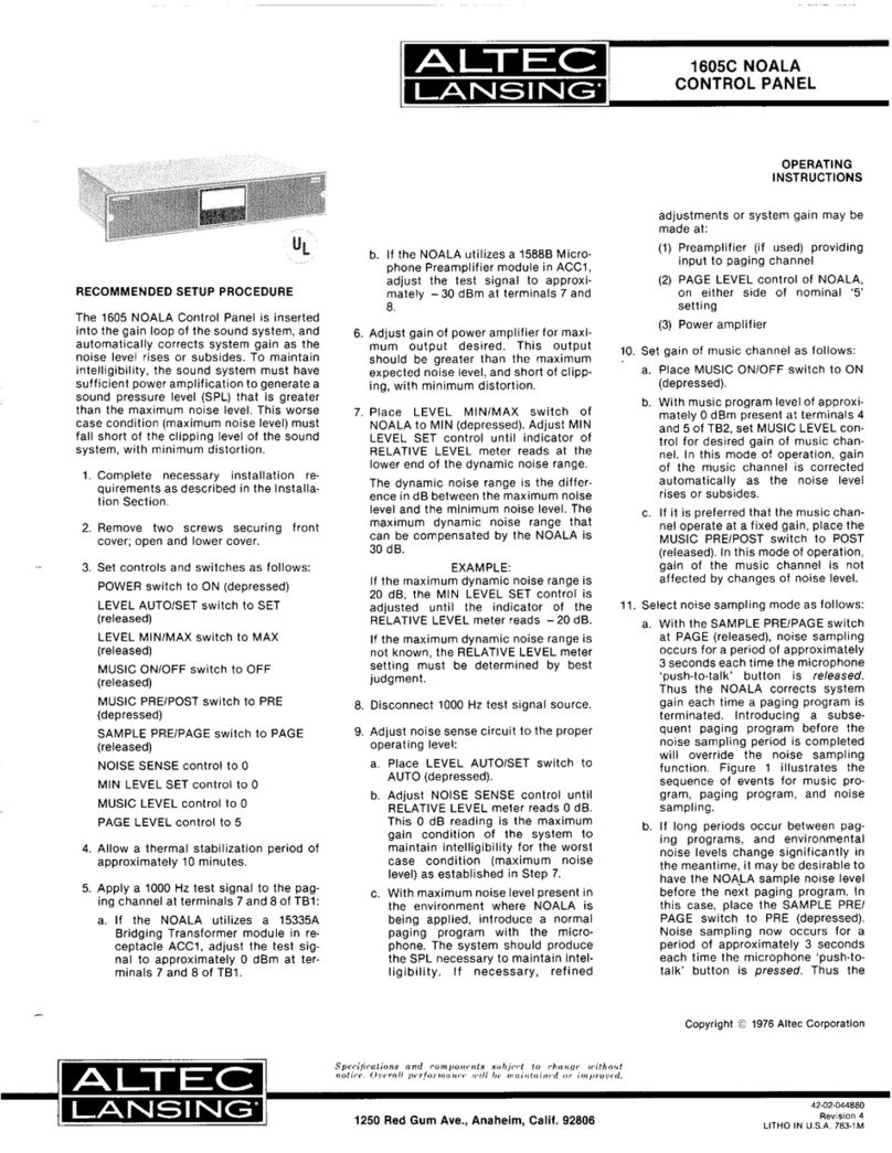 Altec Lansing 1605C SIGNAL PROCESSING manual
