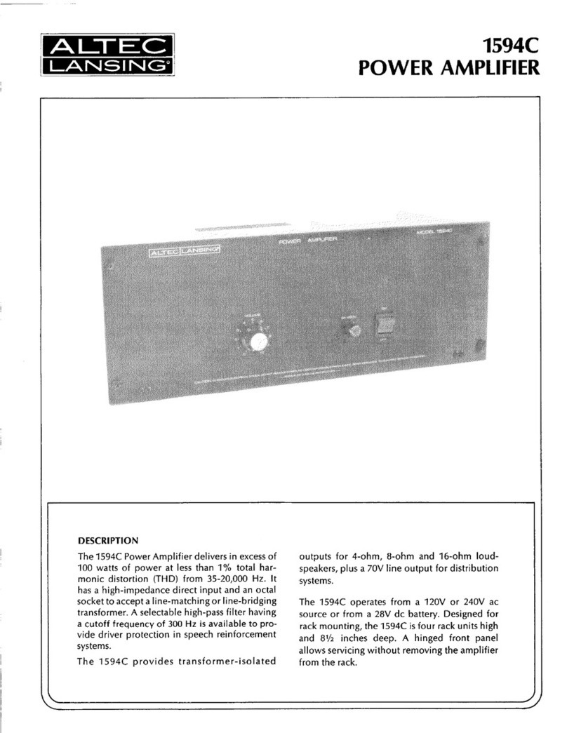 Altec Lansing 1594C POWER AMPLIFIER User manual Altec Lansing 1594C POWER AMPLIFIER User manual