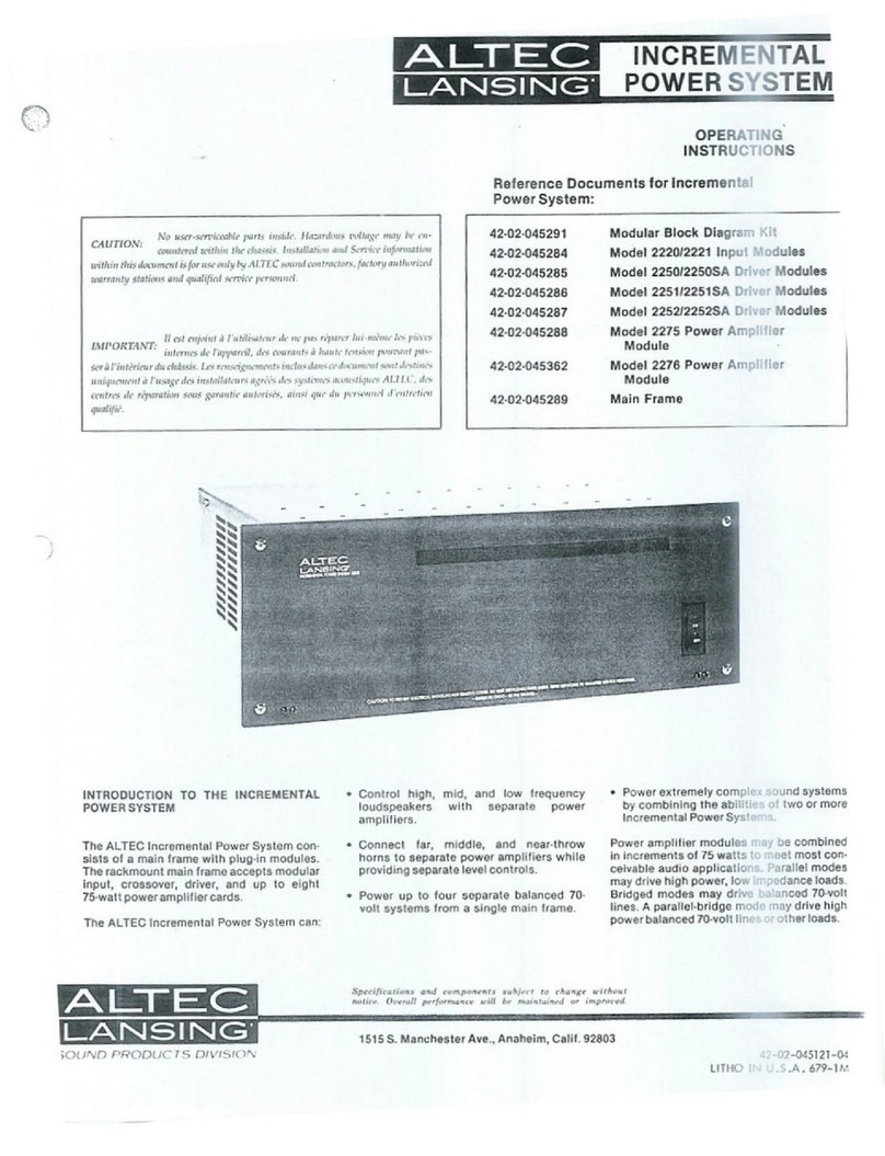 Altec Lansing 2200 POWER AMPLIFIER User manual