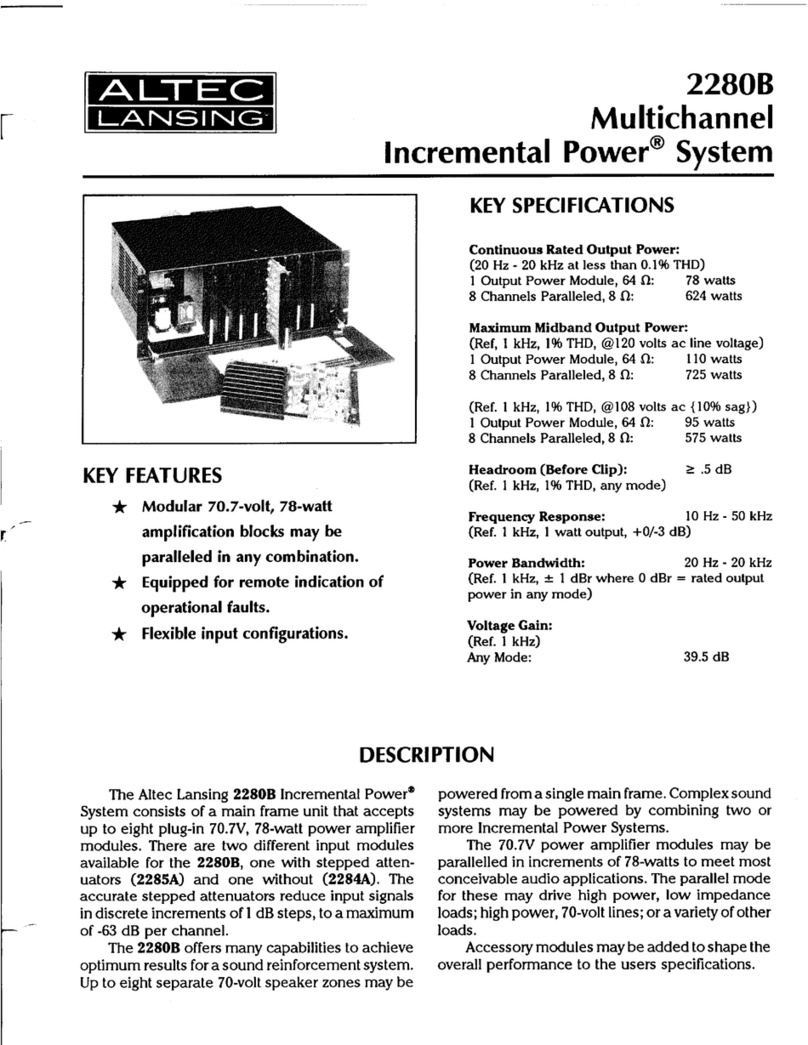 Altec Lansing 2280B POWER AMPLIFIER User manual Altec Lansing 2280B POWER AMPLIFIER User manual