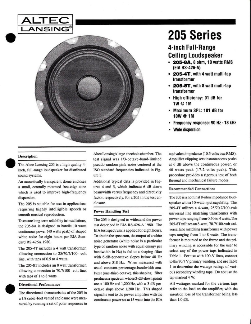 Altec Lansing 205 CEILING SPEAKER User manual