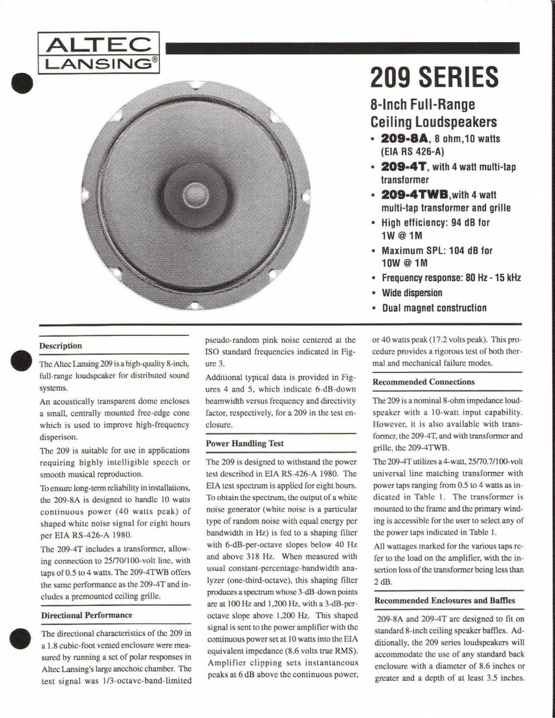 Altec Lansing 209 CEILING SPEAKER User manual