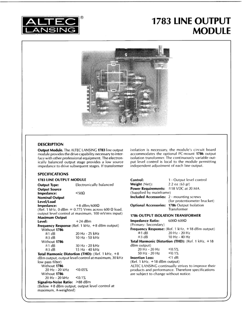Altec Lansing 1783 SIGNAL PROCESSING User manual