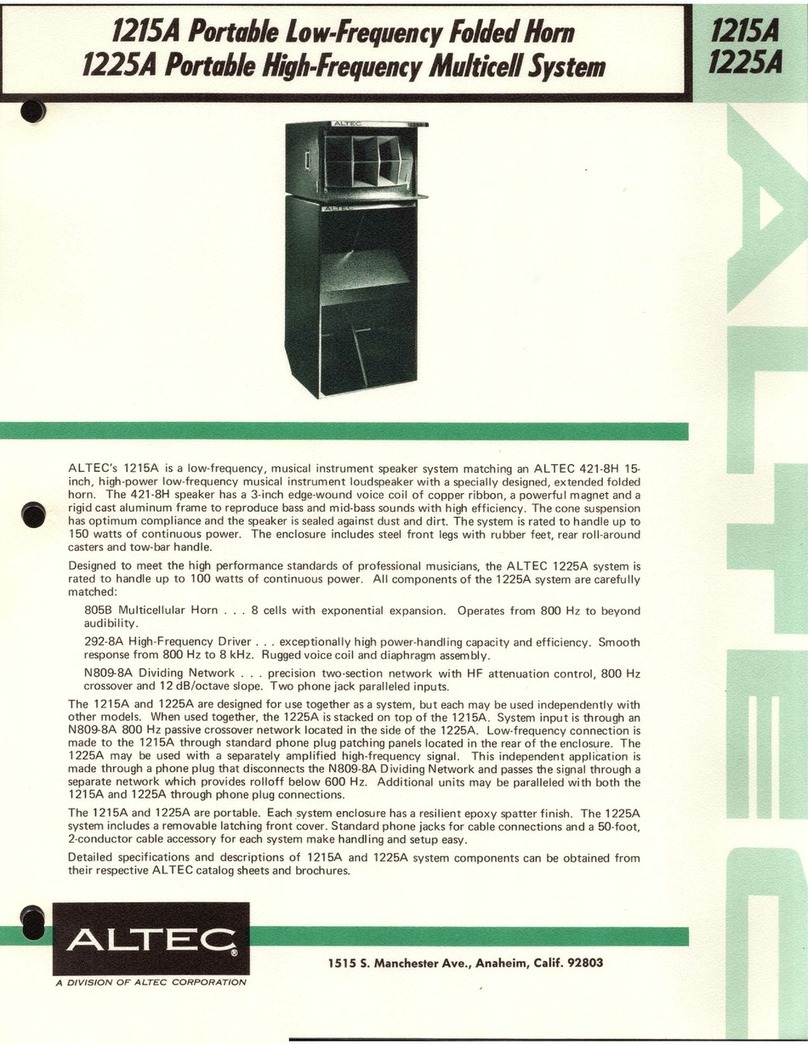 Altec 1215A SPEAKER SYSTEMS User manual
