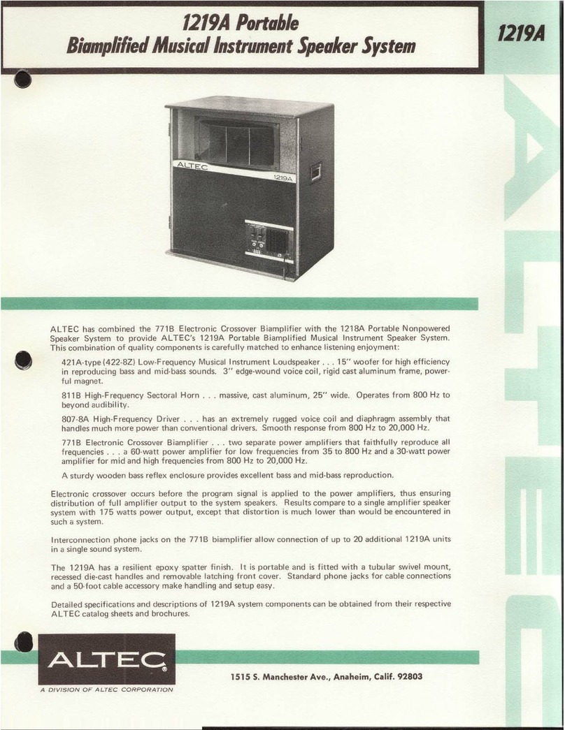 Altec 1219A SPEAKER SYSTEM manual