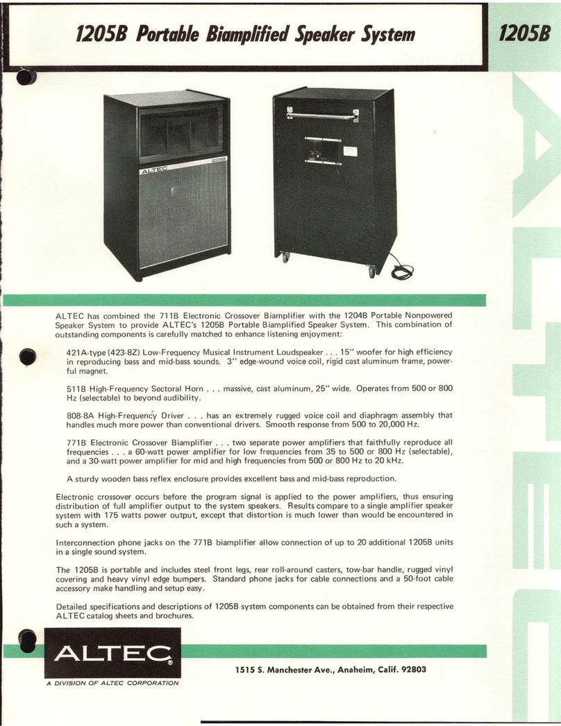Altec 1205B SPEAKER SYSTEM manual