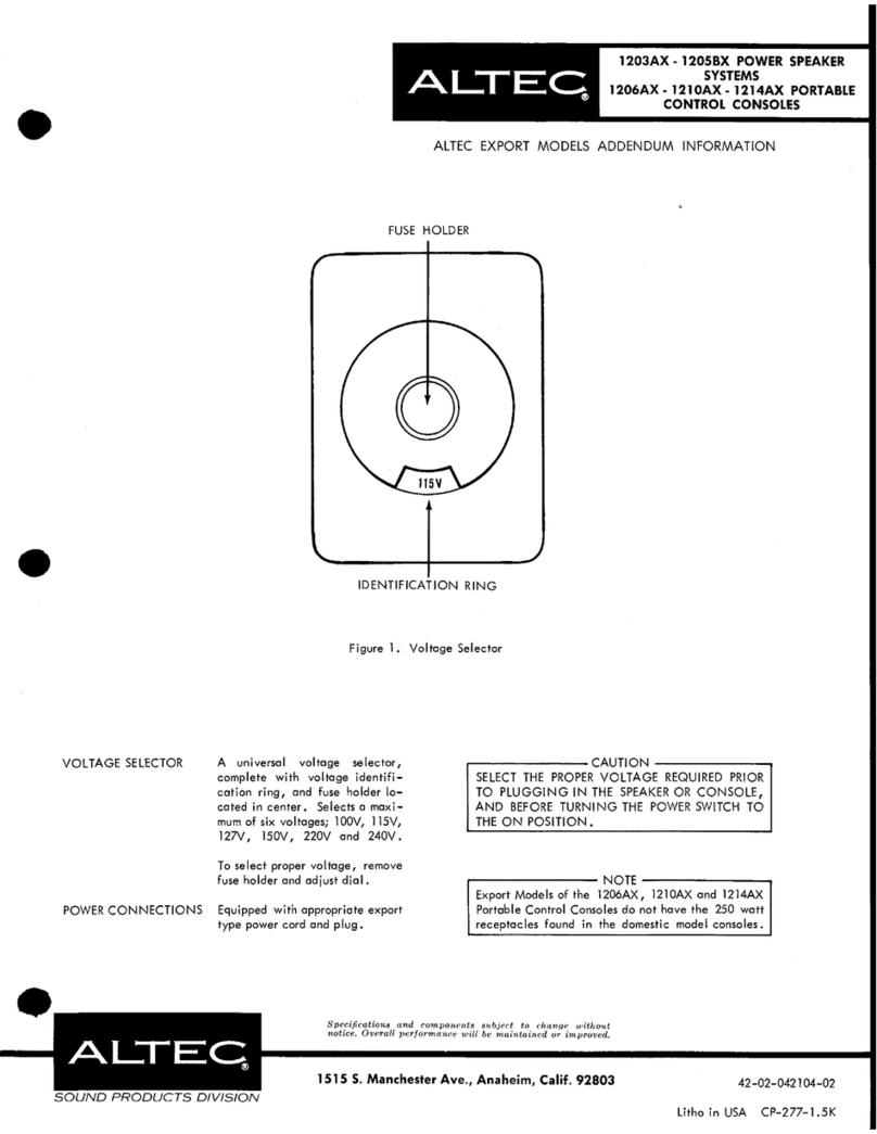 Altec 1203AX SPEAKER SYSTEM User manual