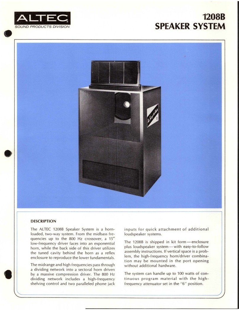 Altec 1208B SPEAKER SYSTEM User manual