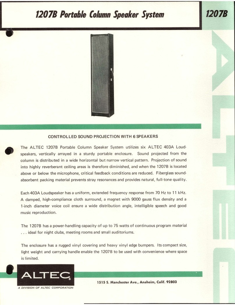 Altec 1207B SPEAKER SYSTEM User manual