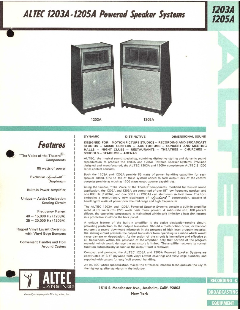 Altec Lansing 1203A SPEAKER SYSTEMS User manual