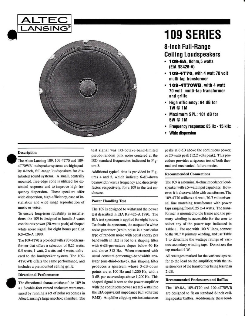Altec Lansing 109 CEILING SPEAKER User manual