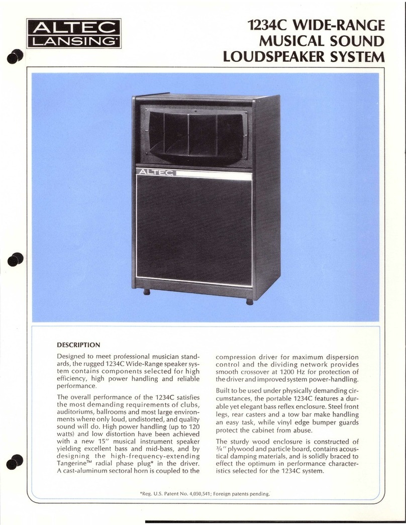 Altec Lansing 1234C SPEAKER SYSTEM manual