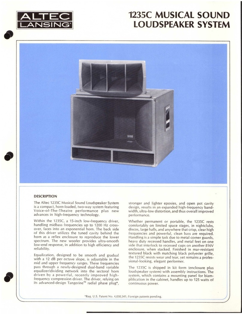 Altec Lansing 1235C SPEAKER SYSTEM User manual