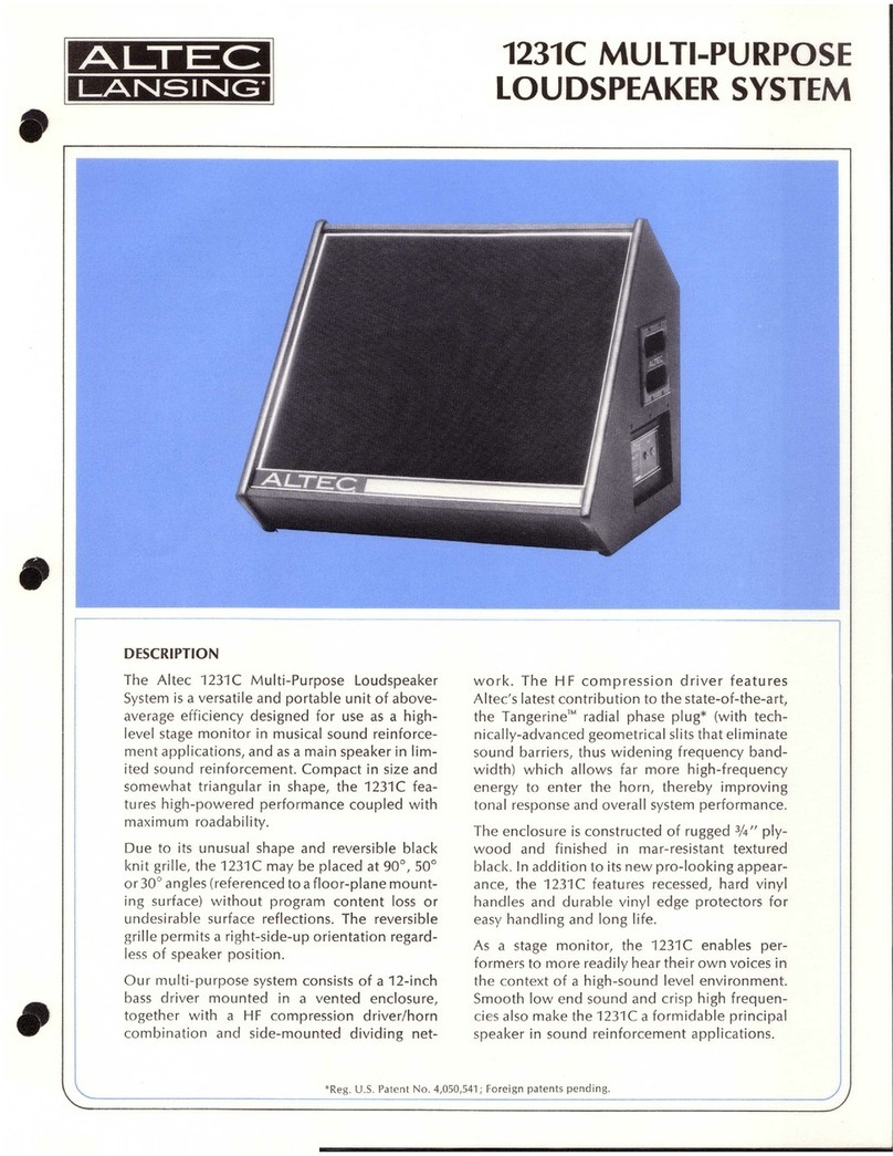 Altec Lansing 1231C SPEAKER SYSTEM User manual