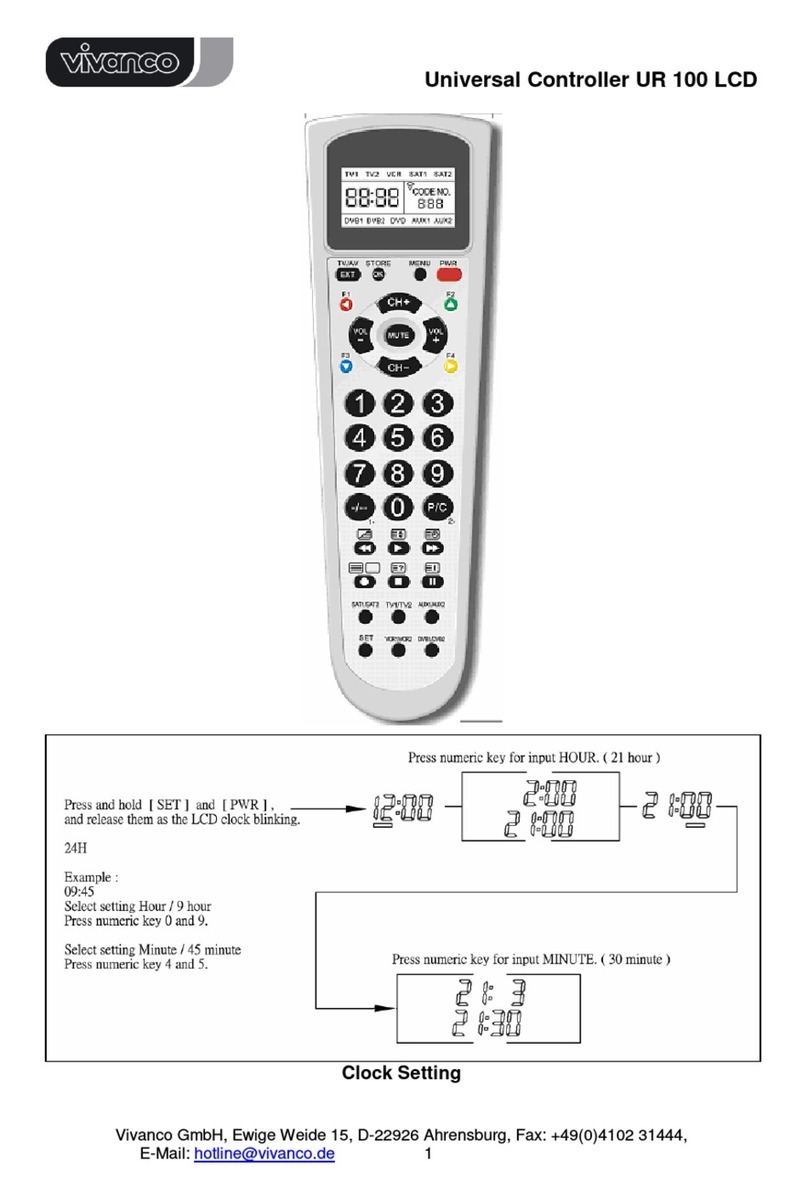 Vivanco 10 IN 1 UNIVERSAL LCD REMOTE CONTROL User manual
