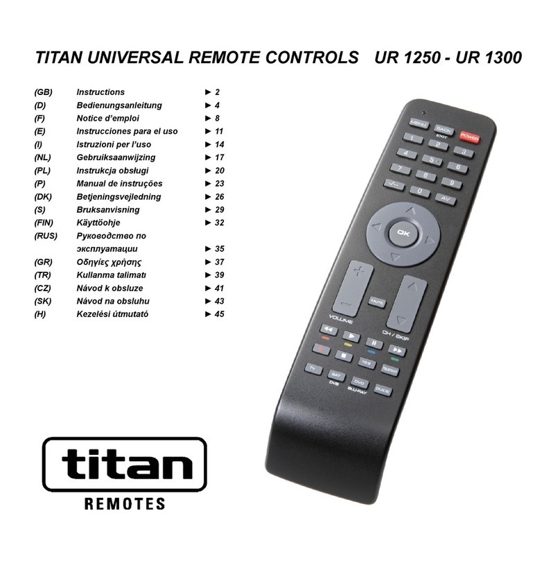 Titan TITAN UR 1250 - DEVICE BRAND CODE LIST User manual