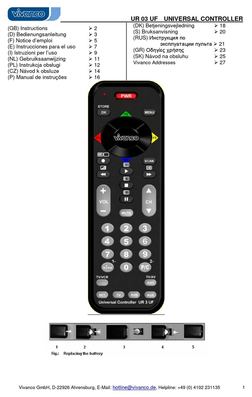 Vivanco ULTRA FLAT 3 IN 1 UNIVERSAL REMOTE CONTROL User manual