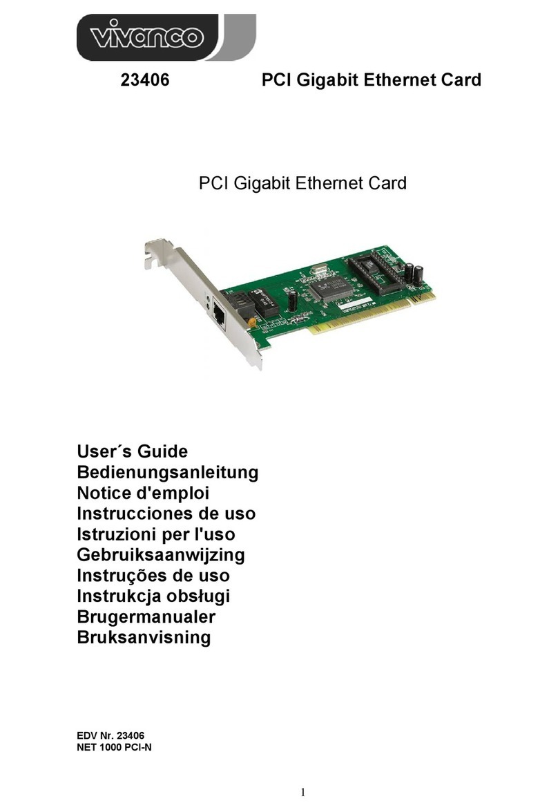 Vivanco PCI GIGABIT ETHERNET CARD - PROGRAMMING User manual