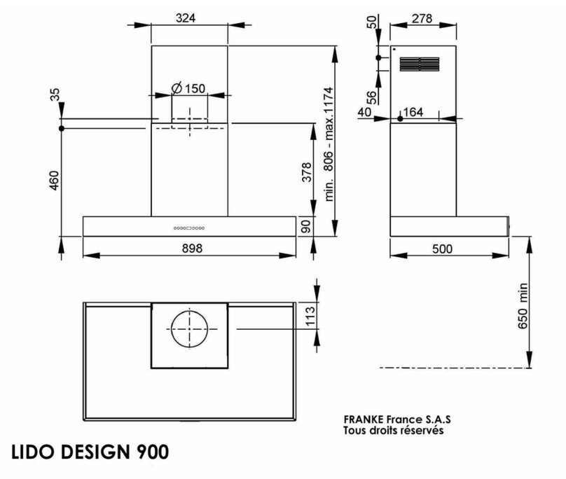 ROBLIN LIDO DESIGN 900 Dimensions