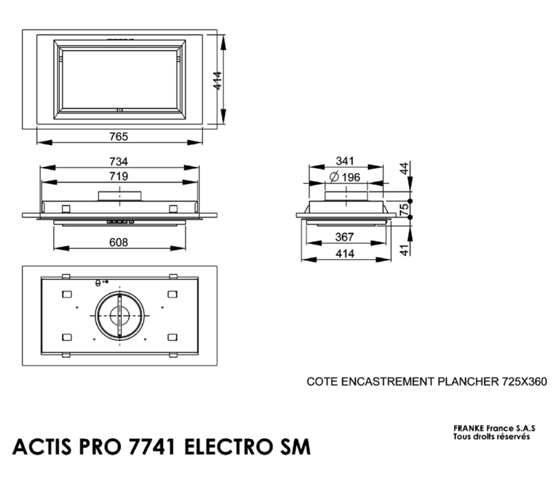 ROBLIN ACTIS PRO 7741 ELECTRO SM Dimensions ROBLIN ACTIS PRO 7741 ELECTRO SM Dimensions
