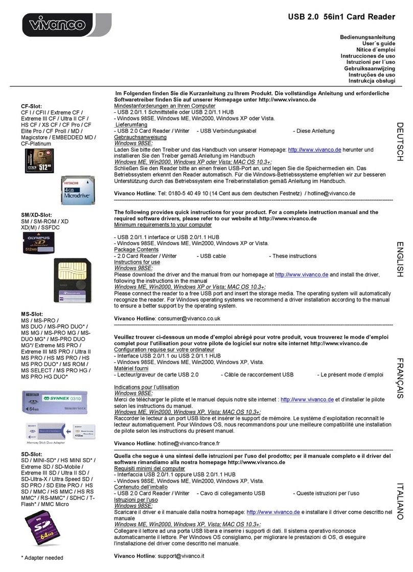 Vivanco USB 2.0 56IN1 CARD READER User manual