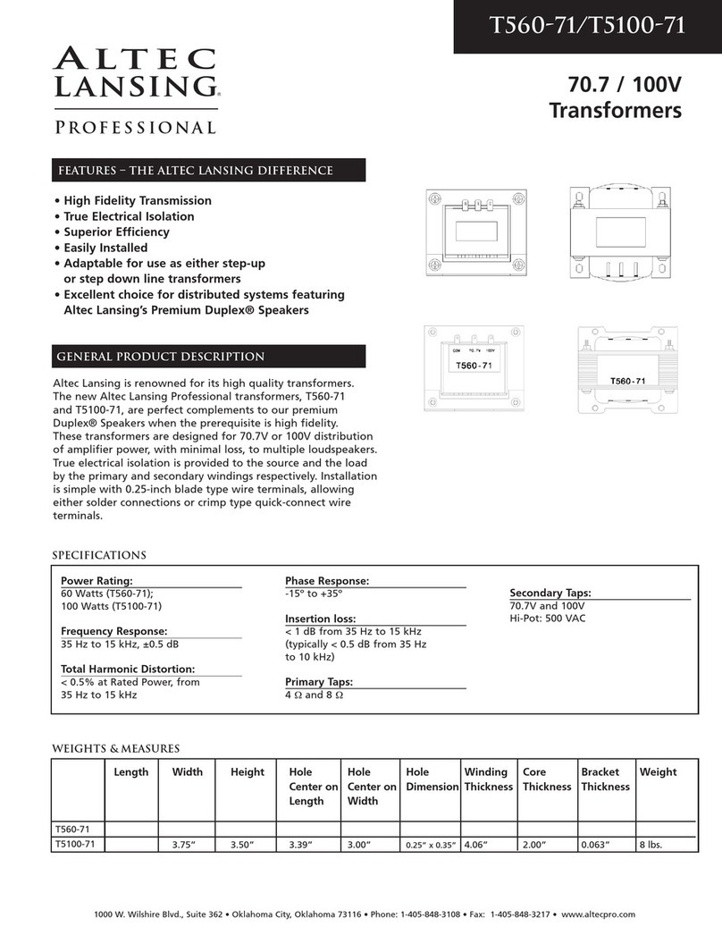 Altec Lansing T5100 TRANSFORMER manual