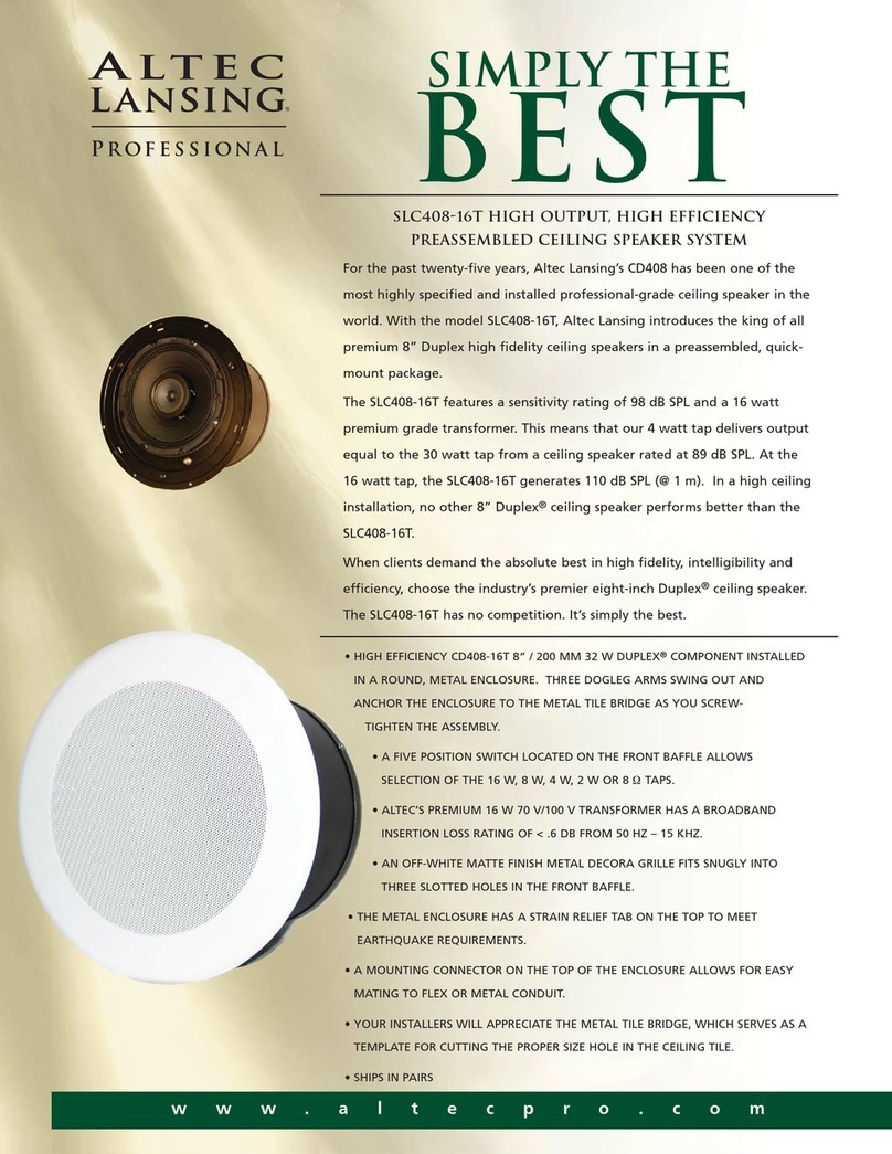 Altec Lansing SLC408 CEILING SPEAKER brochure