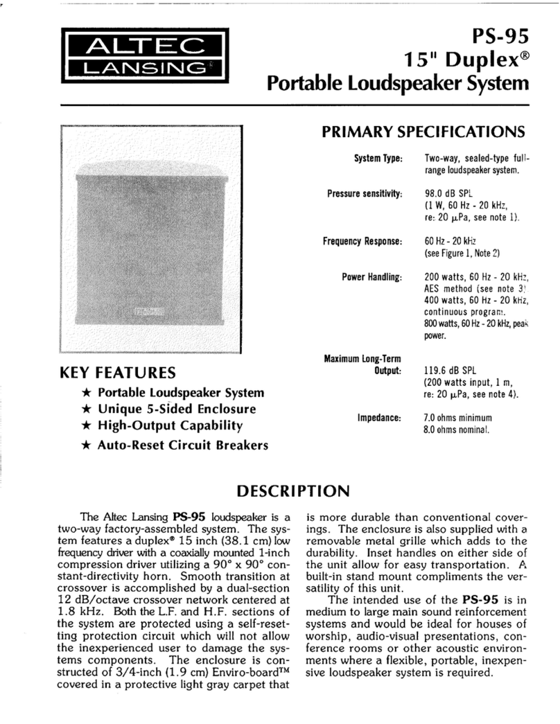 Altec Lansing PS-95 SPEAKER SYSTEM manual