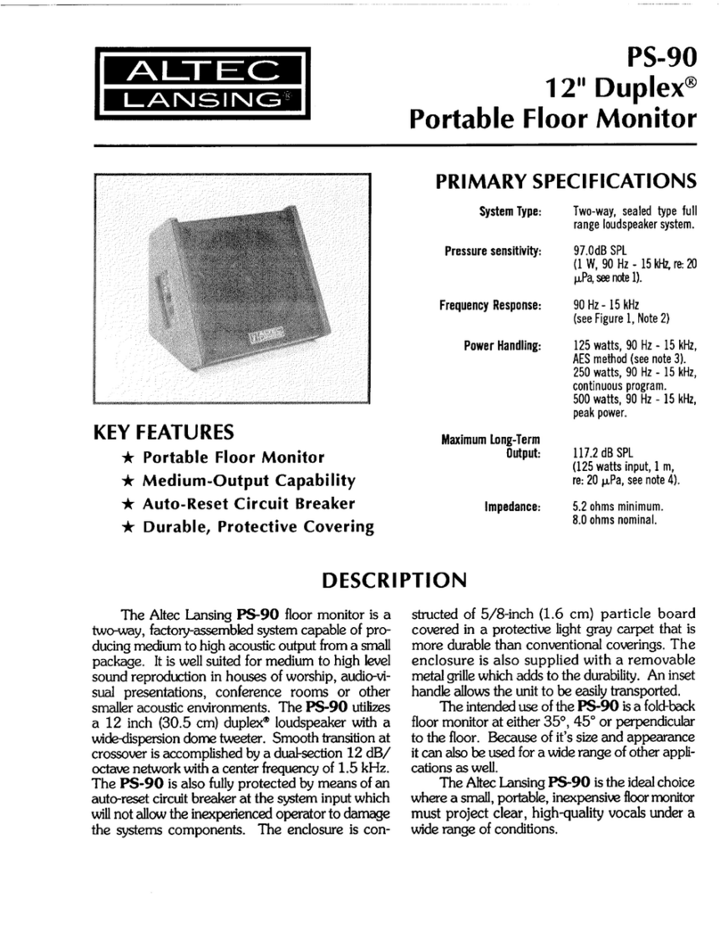 Altec Lansing PS-90 SPEAKER SYSTEM User manual