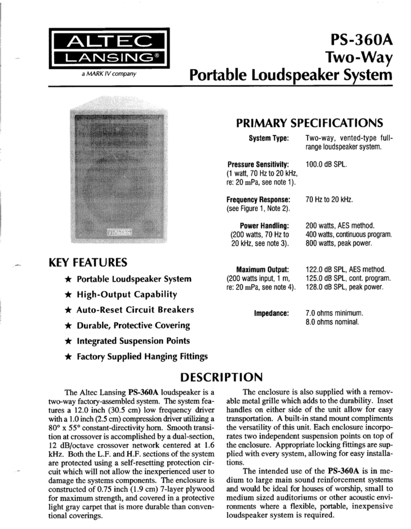 Altec Lansing PS-360A SPEAKER SYSTEM User manual