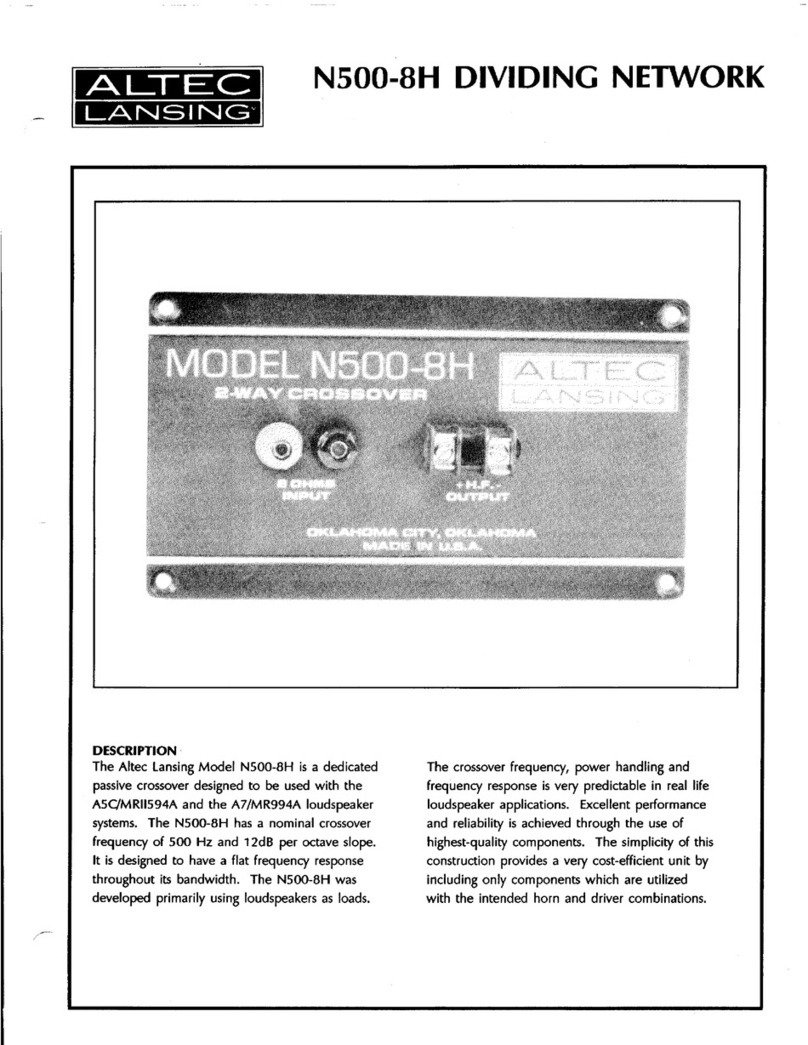 Altec Lansing N500-8H CROSSOVER NETWORK User manual