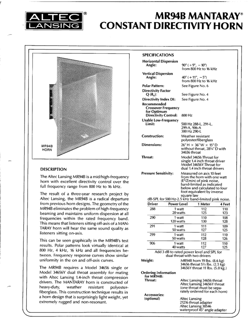 Altec Lansing MR94B HF HORN manual