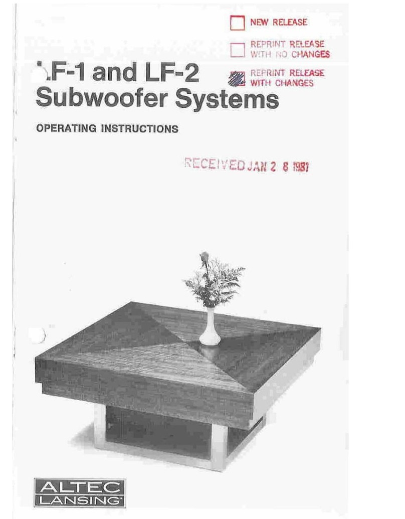 Altec Lansing LF1 LF2 HI FI SPEAKER User manual