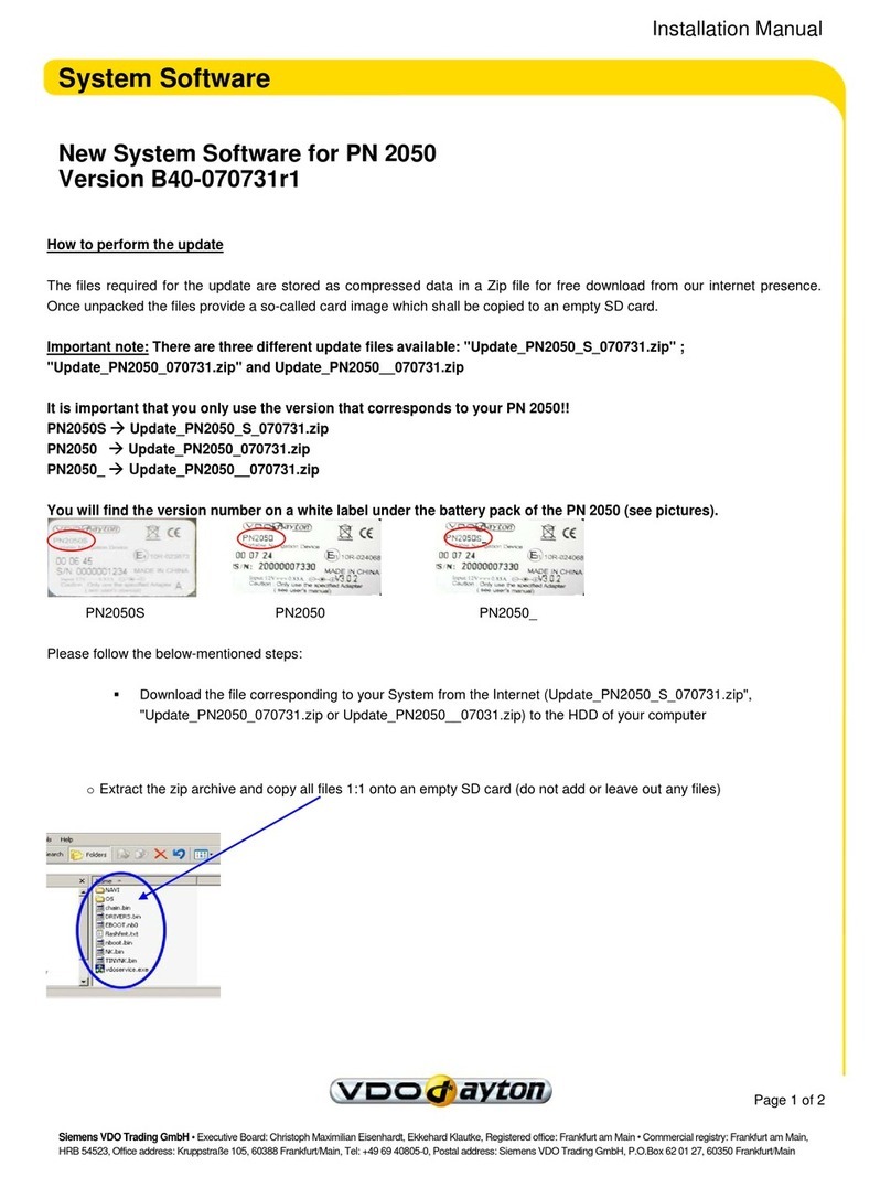 VDO PN 2050 - Software installation manual