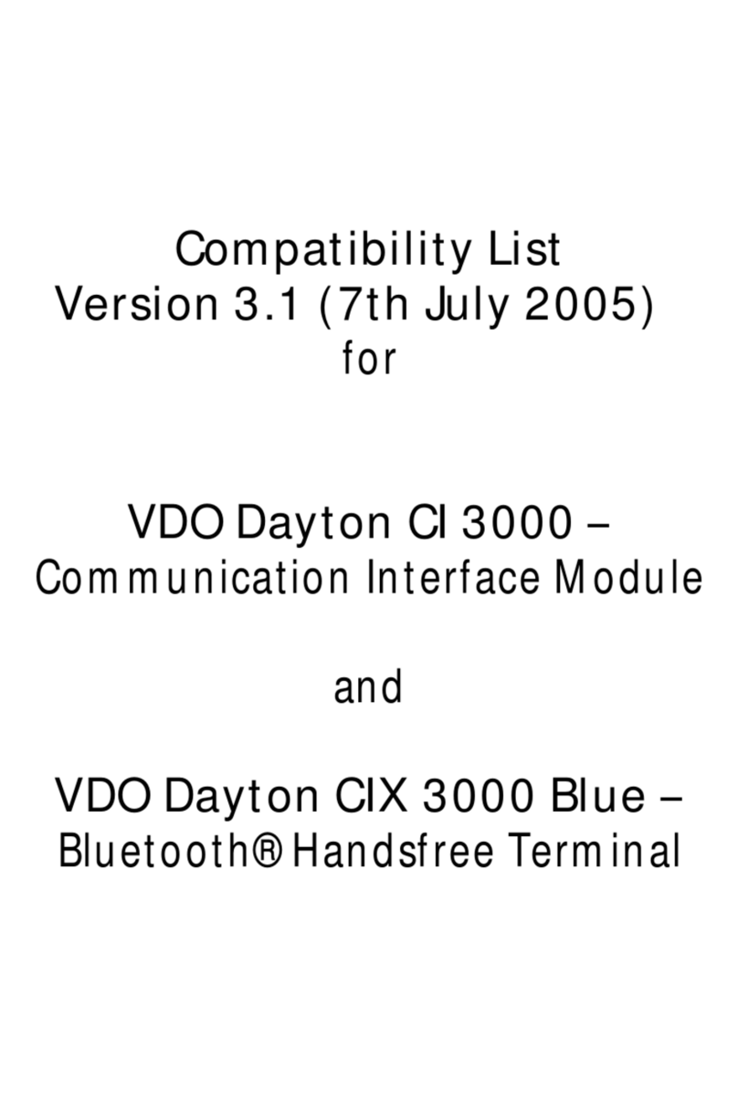 VDO CI 3000 - COMPATIBILITY LIST manual