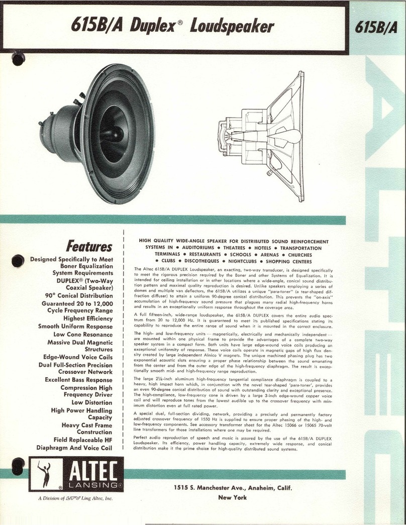Altec Lansing 615A CEILING SPEAKERS manual