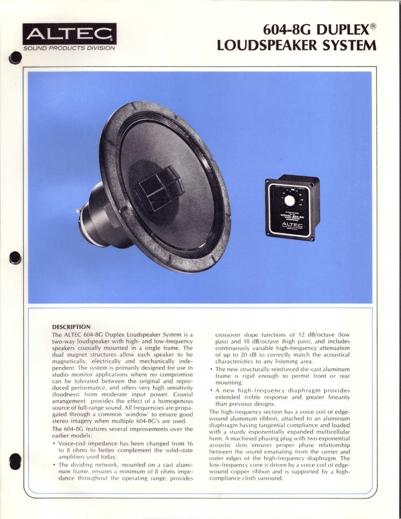 Altec 604G DUPLEX SPEAKER User manual
