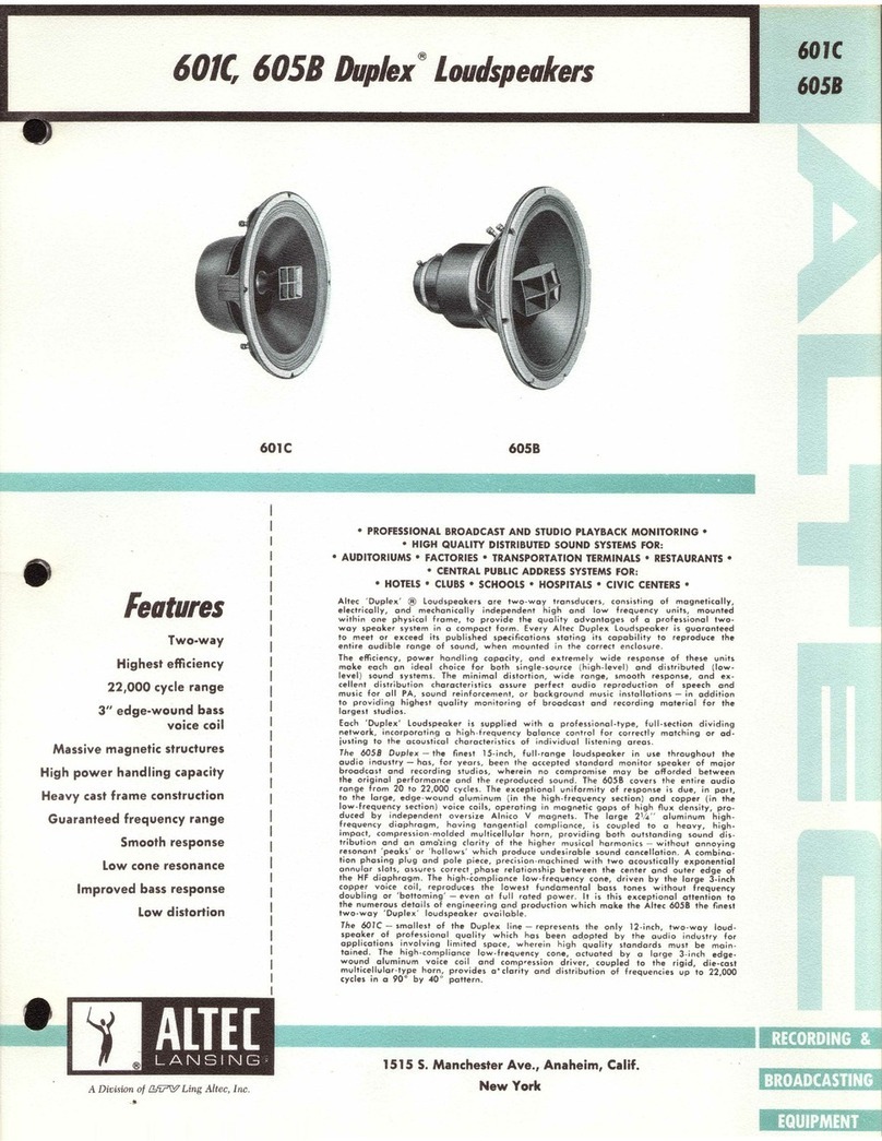 Altec Lansing 601C DUPLEX SPEAKERS manual
